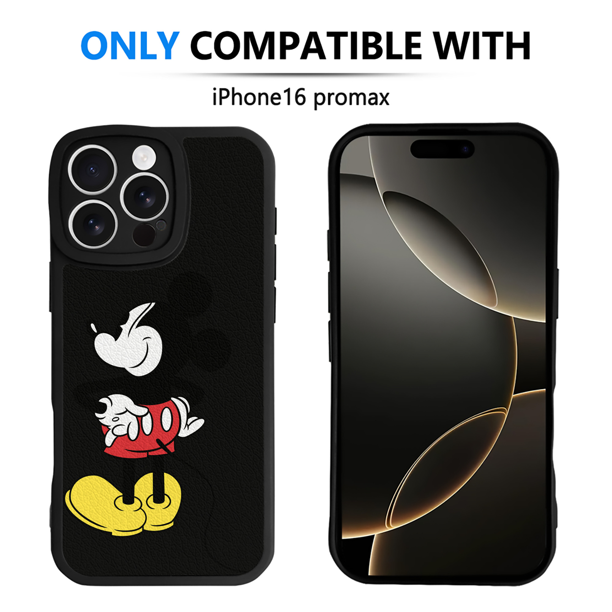 （画像用） ミッキーマウス Mickey Mouse 【iPhone 16シリーズ対応】シリコンスマホケース（レザー調） 材質：シリコン